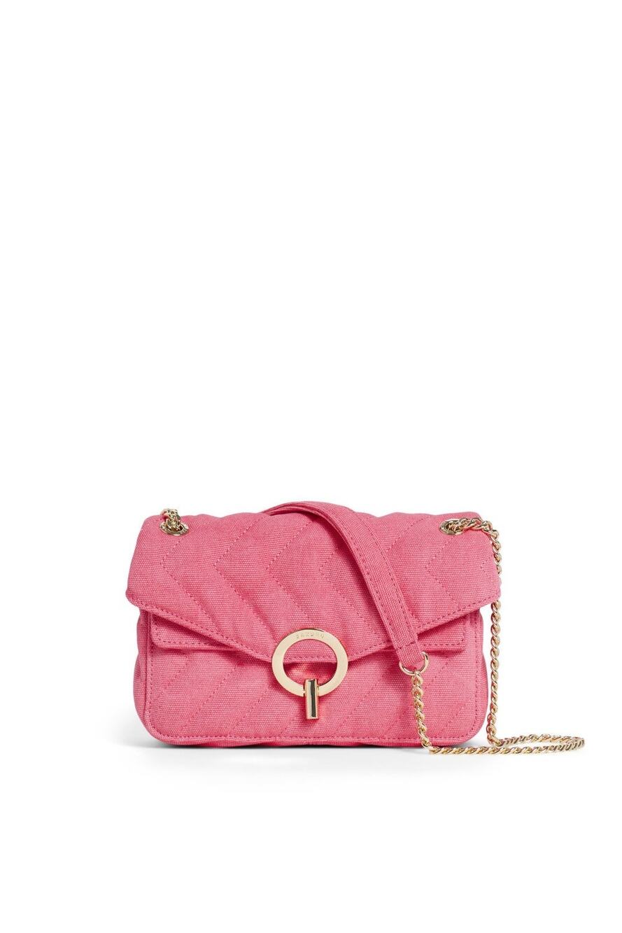 Sandro Pink Yza Quilted Gold Chain Canvas Bag